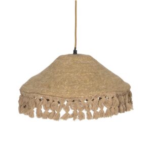 Lámpara de Techo de Fibra Natural Beige E27 - Diseño Elegante, 220-240V, Cable Ocre, 40W Máx.