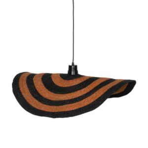 Lámpara de Techo en Fibra Natural Naranja y Negro - 220-240V, Casquillo E27, 1x40W Máx, Cable de 150cm