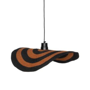 Lámpara de Techo de Fibra Natural 60 cm - Diseño Moderno en Naranja y Negro, Casquillo E27, 220-240V, Ideal para Decoración de Interiores