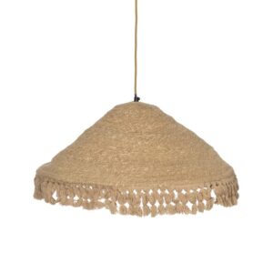 Lámpara de Techo de Fibra Natural Beige 60 cm - Diseño Elegante, Casquillo E27, 220-240V, Ideal para Decoración Moderna