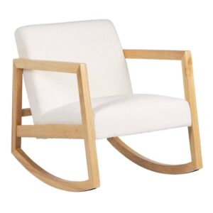 Mecedora Blanca de Madera de Caucho 72 cm - Diseño Clásico y Acogedor para Salones y Dormitorios