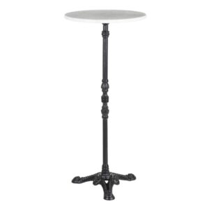 Mesa Alta de Mármol y Metal Blanco-Negro de 50 cm - Diseño Moderno y Elegante para Cocinas y Terrazas