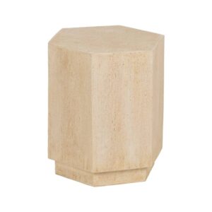 Mesa Auxiliar Beige Compacta de Magnesio Hexagonal - Funcional y Ligera (46,5 cm) para Decoración Moderna y Minimalista