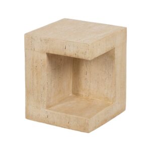 Mesa Auxiliar Beige de Magnesio 46 cm - Diseño Decorativo y Moderno, Ideal para Espacios Pequeños y Sin Montaje