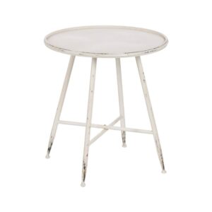 Mesa Auxiliar Crema de Metal 60 cm - Diseño Vintage y Funcionalidad Moderna para Salones y Dormitorios