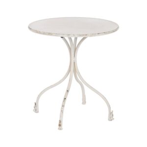 Mesa Auxiliar de Metal Crema 75 cm - Elegante Diseño Vintage para Salones y Terrazas, Estilo Romántico y Shabby Chic
