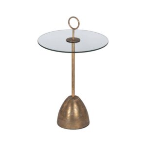 Mesa Auxiliar de Diseño Minimalista en Oro y Cristal - 66 cm, Elegante y Funcional para Salón y Dormitorio