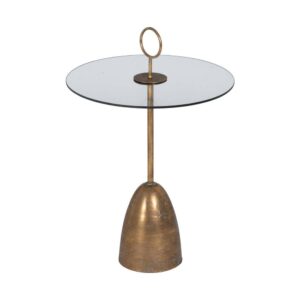 Mesa Auxiliar de Diseño Moderno en Oro Metal y Cristal Templado - 75,5 cm para Salones y Dormitorios Elegantes