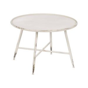 Mesa Centro Crema de Metal 50 cm - Elegante y Moderna, Ideal para Salones Contemporáneos, Sin Montaje, Diseño Minimalista y Resistente