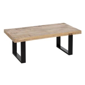 Mesa de Centro Natural-Negro de Madera de Mango y Metal - Diseño Elegante y Funcional 120 cm x 60 cm