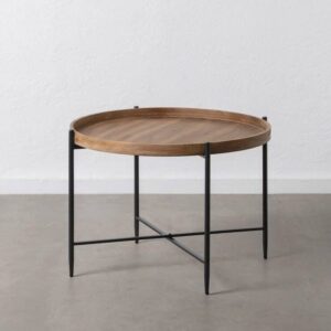 Mesa de Centro Natural y Negra de Madera de Abeto y Metal - Diseño Moderno y Elegante 80x80 cm