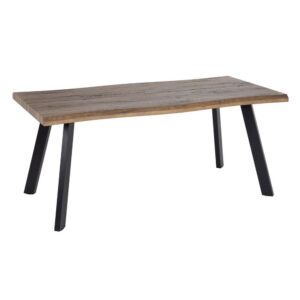 Mesa de Comedor Rectangular Marrón-Negro de Madera y Metal 180x90 cm - Estilo Moderno y Elegante para tu Comedor