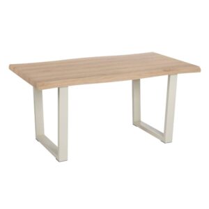 Mesa de Comedor Natural-Crema de Madera y Metal 160x90 cm - Diseño Moderno y Elegante para tu Hogar