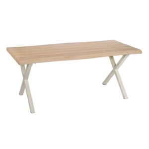 Mesa Comedor Natural-Crema de Madera y Metal 180x90 cm - Diseño Moderno y Robusto para tu Hogar