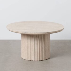 Mesa de Centro Beige de Piedra Decorativa MDF - Diseño Moderno y Elegante 70x70x38,5 cm, Soporta 50 kg, Ideal para Salones Sofisticados