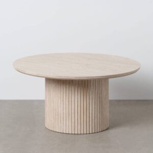 Mesa de Centro Beige en Piedra MDF Decorativa 90x90 cm - Elegante y Moderna para Salones