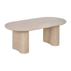 Mesa de Centro Beige Decorativa en Piedra MDF - Diseño Moderno 120x60 cm, Ideal para Salones y Espacios Elegantes, Soporta 50 kg, Altura 46 cm