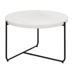 Mesa de Centro Beige y Negro de Magnesio - Diseño Industrial Minimalista 68x68x44 cm, Ideal para Salón y Espacios Modernos