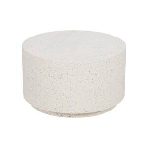 Mesa de Centro Blanca Compacta en Fibra de Magnesio - Diseño Moderno y Resistente para Interiores y Exteriores (70x70x40 cm)