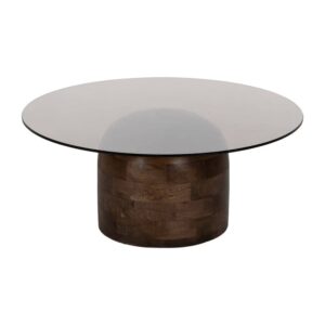 Mesa de Centro de Madera de Mango con Tablero de Cristal - Diseño Sofisticado y Elegante para Salones Modernos