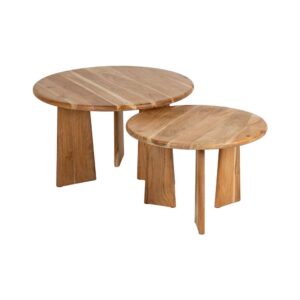 Mesa de Centro Redonda de Madera de Mango Natural 60 cm - Diseño Elegante y Acogedor para Salones Modernos y Rústicos