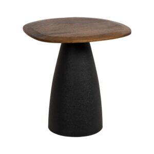 Mesa de Centro de Madera de Mango y Hierro Negro para Salón - Estilo Industrial y Compacta (48 cm)