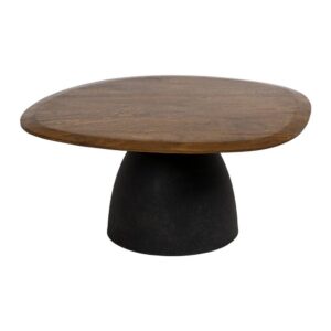 Mesa de Centro de Madera de Mango y Hierro Negro para Salón - Diseño Moderno y Elegante 72 cm