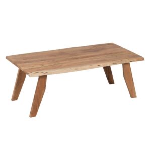 Mesa de Centro de Madera de Acacia 110 cm - Diseño Rústico y Moderno con Patas de Hierro Negro