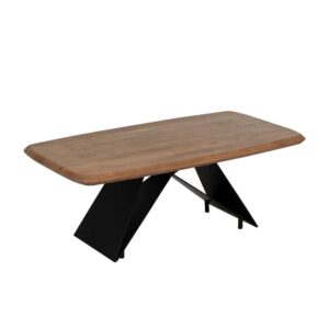 Mesa de Centro de Madera de Acacia y Metal para Salón - Diseño Moderno e Industrial 110 cm