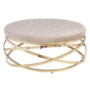 Mesa de Centro Taupe con Patas Doradas de 110 cm - Elegancia y Modernidad para tu Salón