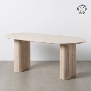 Mesa de Comedor Beige en Piedra MDF 180 cm - Elegante y Moderna para tu Hogar