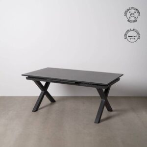Mesa de Comedor Extensible Antracita 77 cm - Diseño Moderno y Funcionalidad, Amplía de 180 a 240 cm, Cristal Cerámico y Patas de Aluminio