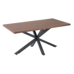 Mesa de Comedor Marrón y Negro de Madera DM y Metal - Diseño Moderno e Industrial 160x90x76 cm