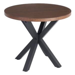 Mesa de Comedor Marrón y Negro DM con Estructura de Metal - Diseño Moderno y Compacto 76 cm