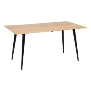 Mesa de Comedor Natural de Acacia con Patas Negras de Hierro - 160 cm, Diseño Minimalista y Elegante para Ambientes Modernos