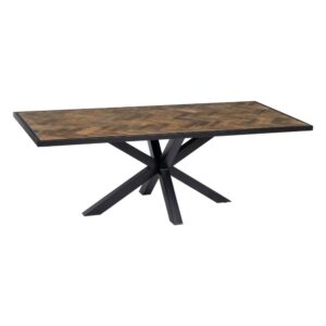 Mesa de Comedor Natural de Madera de Mango y Hierro Negro - 220x100x76 cm, Diseño Elegante y Robusto para tu Hogar