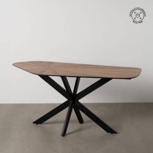Mesa de Comedor Natural-Negro de Hierro y DM - Diseño Moderno y Elegante para tu Hogar (178 cm x 80 cm x 77 cm)