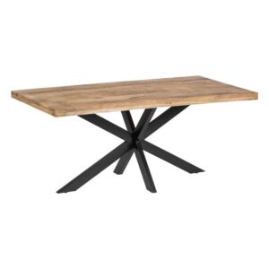 Mesa de Comedor Natural y Negra de Madera Maciza de Mango - Diseño Exclusivo 180x90x79 cm