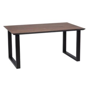 Mesa de Comedor Elegante Negro-Marrón de Madera de Acacia y Hierro - 160x90x76 cm, Diseño Moderno y Duradero
