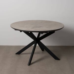 Mesa Extensible Gris-Negro de DM y Metal 120 cm - Elegante y Funcional para Comedores Modernos, Expansible a 160 cm