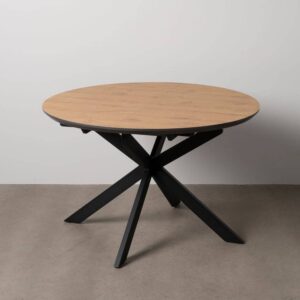 Mesa Extensible Natural-Negro DM y Metal 120 cm - Diseño Moderno y Versátil para Comedor y Sala de Estar