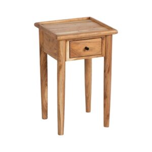 Mesita de Noche de Madera de Mango Natural 35 cm - Elegancia Rústica y Almacenamiento Práctico