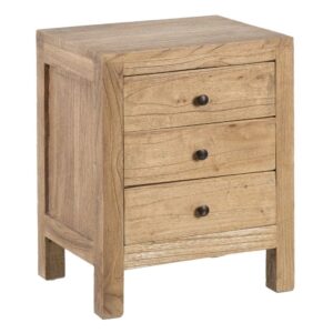 Mesita de Noche de Madera Natural Mindi 55 cm - Diseño Sofisticado y Funcional para tu Dormitorio