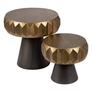 Mesita de Salón en Metal Dorado y Negro de 62 cm - Diseño Geométrico Elegante y Moderno para tu Hogar