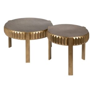 Mesita de Salón en Metal Dorado Envejecido 50 cm - Elegancia Vintage y Diseño Sofisticado para tu Hogar