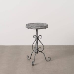 Mesita Gris Compacta de Metal Decorativa 61 cm - Estilo Vintage y Elegancia Clásica para tu Hogar
