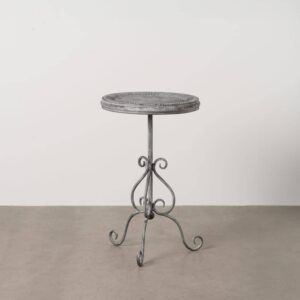 Mesita Alta de Metal Gris 73,5 cm - Diseño Clásico y Elegante para Decoración Vintage y Rústica