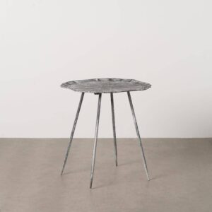 Mesita Redonda Gris Minimalista de Metal - Diseño Moderno y Ligero 61 cm para Salones y Dormitorios
