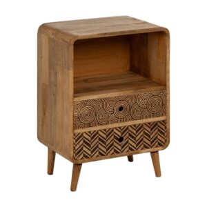 Mesita Natural de Madera de Mango 63,5 cm - Elegante y Funcional con Cajones y Espacio de Almacenamiento