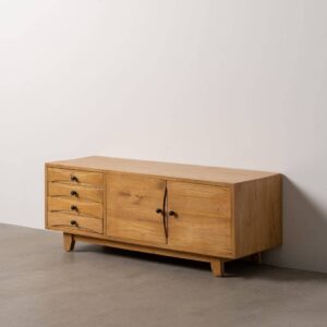 Mueble de TV en Madera Mindi Natural de 120 cm para Salón - Diseño Compacto y Funcional con Almacenamiento Ideal